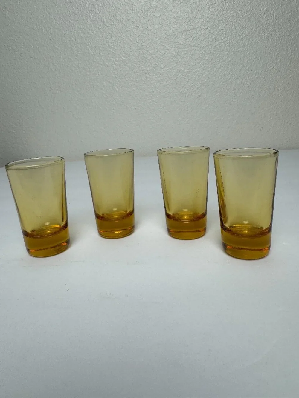Vintage Set of 4 Amber/Cognac Colored Vodka Shot Glasses